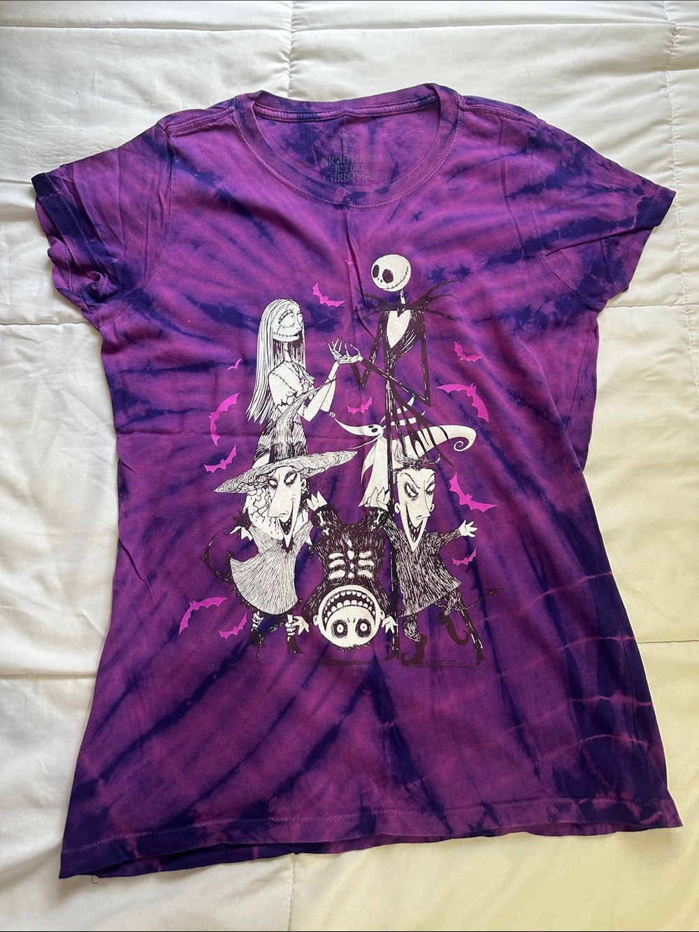 Nightmare Before Christmas Purple Tie-Dye Womens Tee
